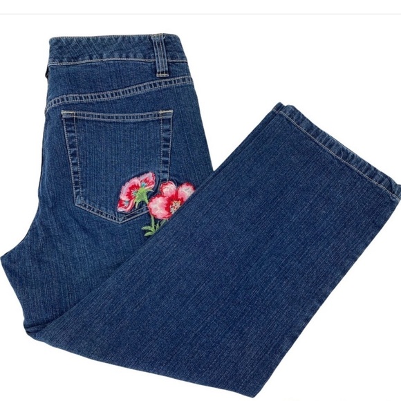 Tommy Hilfiger Embroidered Cropped Jeans Sz 10 - Picture 1 of 10
